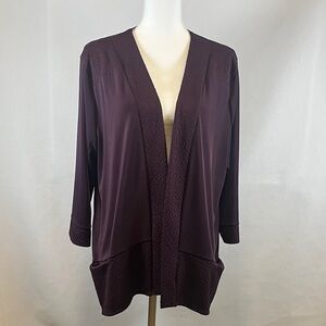 Chico's Plum Open-Front Cardigan